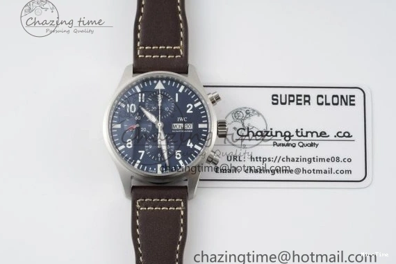 MIROTIME 0524 Pilot Chrono SS AZF 1:1 Best Edition Blue Dial on Brown Leather Strap A TimelessDesign 7060
